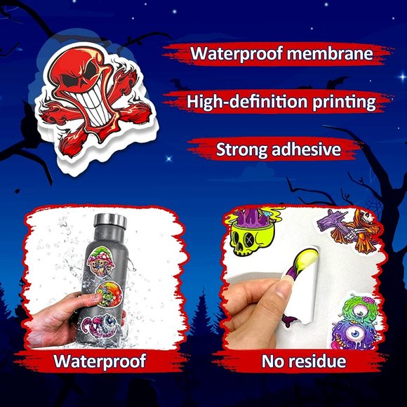3/$15 - 10 Ct HORROR Scary VARIETY PACK VINYL STICKERS Waterproof DARK GOTH EMO - Picture 6 of 7
